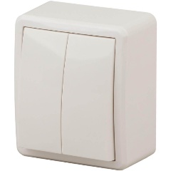 Изображение товара Переключатель двухклавишный с подсветкой ЭРА Эксперт 10AX 250V 11-1205-02 Б0020667