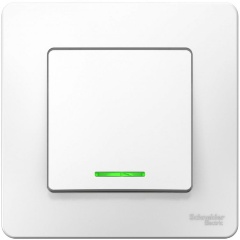 Изображение товара Переключатель внутренний SCHNEIDER ELECTRIC 1-клавишный с подсветкой, 10А, 250B SE Blanca Белый (BLNVS010611)