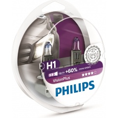 Изображение товара Лампа автомобильная PHILIPS VisionPlus +60% H1 55W P14.5s 12V, 2шт, 12258VPS2