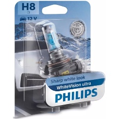 Изображение товара Лампа автомобильная PHILIPS WhiteVision Ultra H8 35W PGJ19-1 12V, 1шт, 12360WVUB1