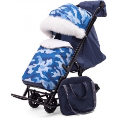 Изображение товара Санки-коляска Pikate Compact Military синий для малышей до 25 кг