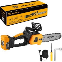 Изображение товара Бесщеточная аккумуляторная цепная пила DEKO DKCHS 20, 12", 20В, 1x5.0Ач, з/у (085-2001)