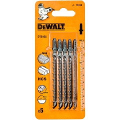 Изображение товара Пилки для лобзика DeWALT DT2164, HCS, 100x68x4x60мм, T101D, 5 шт.