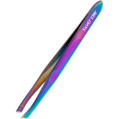 Изображение товара Пинцет Silver star АТ 9963 TITANIUM, косой, переливающееся покрытие