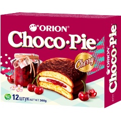 Изображение товара Пирожное ORION Choco Pie Вишня 360 г натуральный десерт с фруктами и шоколадом