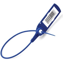 Изображение товара Пломбы пластиковые номерные АВАНГАРД, самофиксирующиеся, длина 220 мм, СИНИЕ, КОМПЛЕКТ 50 шт.