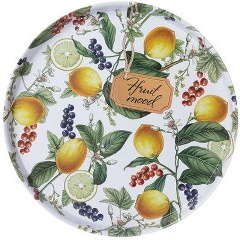 Изображение товара Сервировочный поднос AGNESS ФРУКТЫ.ЯГОДЫ 33 см стекло и сталь