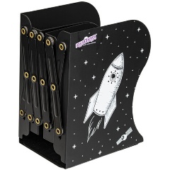 Изображение товара Раздвижная металлическая подставка для книг ЮНЛАНДИЯ Space черная 19х15 см
