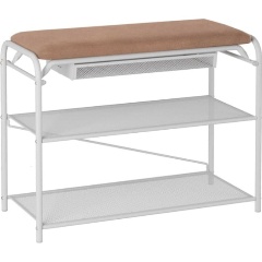 Изображение товара Подставка для обуви ЗМИ "Гранада 23В_НБК" с сиденьем и ящиком, ткань нубук белый, ПДОГ23ВНБК Б