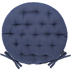 Изображение товара Подушка на стул круглая из хлопка темно-синяя 40 см Tkano Essential TK24-CP0011
