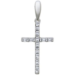 Изображение товара Подвеска Крест Estet Jewelry с бриллиантами из белого золота 585