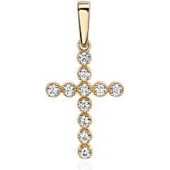 Изображение товара Красивая подвеска Крест из желтого золота с бриллиантами