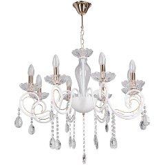 Изображение товара Подвесная люстра De Markt City Свеча 683015008 для спальни 8 ламп белая стиль классика