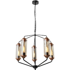 Изображение товара Подвесная люстра Lussole Loft Fishers LSP-8800 для гостиной стиль лофт черная стекло металл