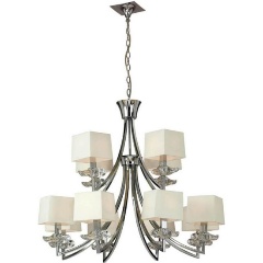 Изображение товара Подвесная люстра Mantra Akira 0942 стиль арт-деко бежевый ткань металл хром