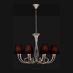 Изображение товара Подвесная люстра Mantra Paola 6207 черная с тканевыми плафонами для гостиной