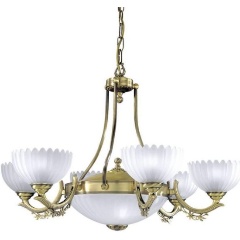 Изображение товара Подвесная люстра Reccagni Angelo L 3035/6+2 классика с стеклянными плафонами и латунной арматурой