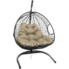 Изображение товара Подвесное кресло кокон двухместное M-GROUP черное с коричневой подушкой