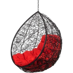 Изображение товара Подвесное кресло кокон Tropica Black BS без стойки с красной подушкой