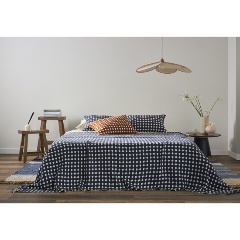 Изображение товара Покрывало Tkano из хлопка Polka dots Essential, 230х250, темно-синий