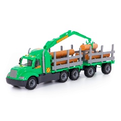 Изображение товара Игрушка ПОЛЕСЬЕ 55668 Майк, автомобиль-лесовоз с прицепом