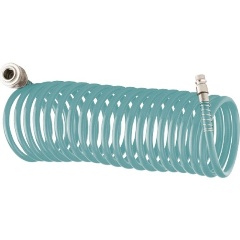 Изображение товара Шланг для пневмоинструмента Stels 57009, полиуретановый спиральный, профессиональный BASF, 15 м, с быстросъемными соединением