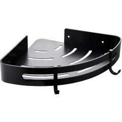 Изображение товара Полка металлическая угловая с крючками FASHUN A7335-7, черный