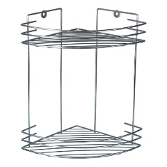 Изображение товара Двухъярусная угловая полка для ванной Rosenberg 275х200х290 мм хром