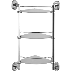 Изображение товара Стеклянная угловая полка FASHUN A1907-3 трёхъярусная хром нержавейка