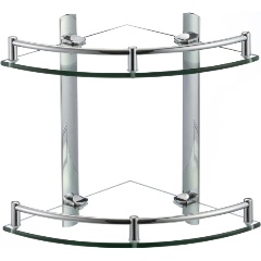 Изображение товара Угловая стеклянная полка Savol S-003021 хром для ванной комнаты