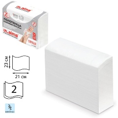 Изображение товара Полотенца для диспенсера КОМПЛЕКТ 190шт, Лайма (Система H2)ЛЮКС,2сл,белое,23х21(Interfold,ZZ,Multifold),126559