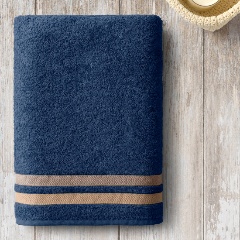 Изображение товара Полотенце Самойловский Текстиль 70x140 см темно-синее из 100% хлопка