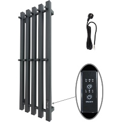 Изображение товара Полотенцесушитель электрическийд МАРГРОИД INARO ПРОФИЛЬНЫЙ 800х240 правый, скр.монтаж, СНШ, черный матовый(RAL 9005), (Ferrum, 10 крючков)