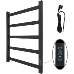 Изображение товара Полотенцесушитель электрическийд МАРГРОИД ВИД 81-10 ПРОФИЛЬНЫЙ 610х400, скр.монтаж, СНШ, черный матовый(RAL 9005), (Ferrum, равномерные перкаладины)