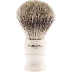 Изображение товара Помазок для бритья MONDIAL барсучий ворс, рукоять каучуковая смола, цвет слонов.кость