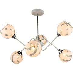 Изображение товара Потолочная люстра Reluce 04897-0.3-06 WT+CH для гостиной с 6 лампами 360 Вт белый стиль современный