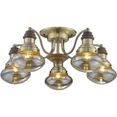 Изображение товара Потолочная люстра Velante 306-507-05 для спальни, стиль кантри, янтарное стекло