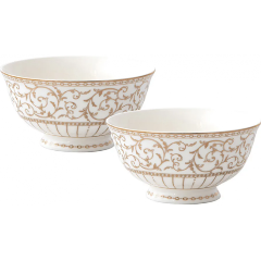 Изображение товара Набор пиал POZZI MILANO 1876 "Golden" 11х6 см, 2 шт, фарфор N, белая, с золотистым орнаментом (PM-0129/GLDE)