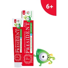 Изображение товара Детская зубная паста PRESIDENT Земляника 6+ с фтором, 70 г