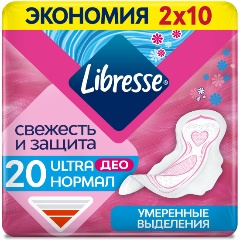 Изображение товара Прокладки гигиенические LIBRESSE Ultra Normal Deo с мягкой поверхностью, 20 шт