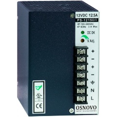 Изображение товара Промышленный блок питания. OSNOVO DC12V, 12,5A (150W) PS-12150/I