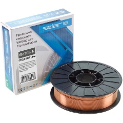 Изображение товара Проволока сварочная омедненная ER 70S-6 ф1,0мм (катушка D200 5 кг) SOLARIS (аналог СВ08Г2С) (WM-ER70S6-10050)
