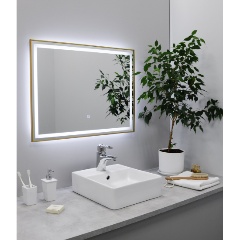 Изображение товара Зеркало с подсветкой прямоугольное 90х70 см золото-сатин