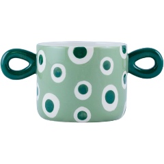 Изображение товара Кашпо QUE RICO Мариана "Танцующие точки" 23,5x13,5x10,5 см, зеленый (148-01305)
