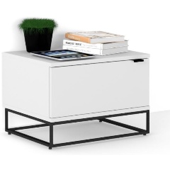 Изображение товара Прикроватная тумба R-HOME City Lite белый с ящиком и металлическими ножками