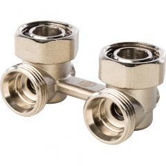 Изображение товара Узел нижнего подключения радиатора STOUT для двухтрубной системы, угловой 3/4'