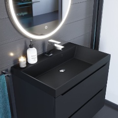 Изображение товара Раковина для ванной кварцевая Uperwood Classic Quartz 70х45х15 см, черная матовая, уголь