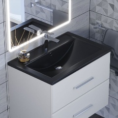 Изображение товара Раковина для ванной кварцевая Uperwood Foster Quartz 70х45,5х17,5 см, черная матовая, уголь