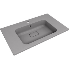 Изображение товара Раковина для ванной кварцевая Uperwood Lagoon Quartz 80х48х14,2 см, серая матовая, серый шелк