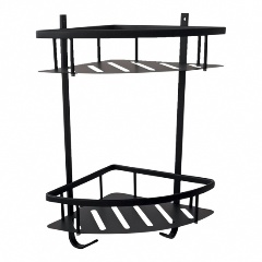 Изображение товара Полка RAV SLEZAK YUA0800CMAT, металлическая двойная угловая полочка, черный матовый